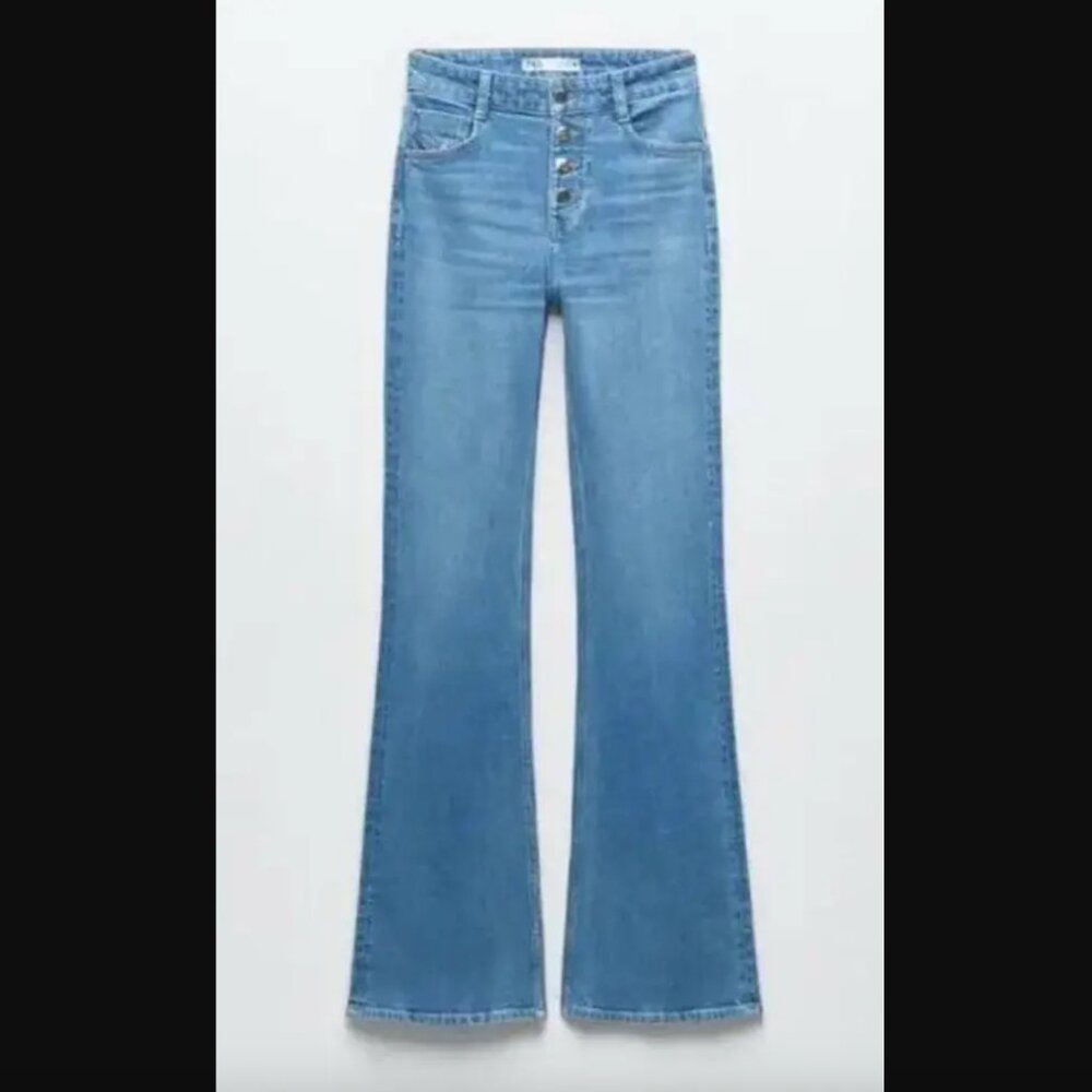 NWT Zara High-Rise Flare Fit Full-Length Denim Jeans